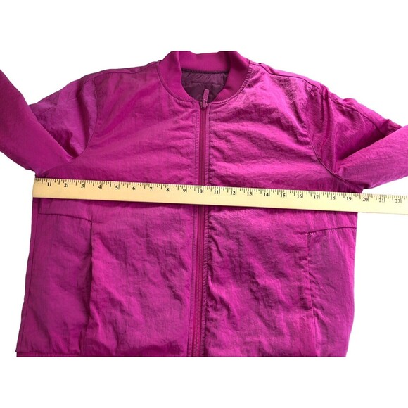 Lululemon Non-Stop Bomber Jacket Womens 6 Pink Reversible Zip Puffer Preowned - Picture 10 of 15